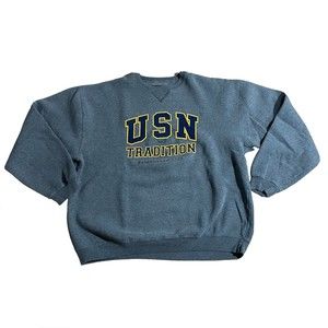 Unisex USN Navy gray sweatshirt long sleeve pullover gear for sports large